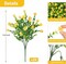 24 Bundles Artificial Flowers for Outdoors, UV Resistant Eucalyptus Fake Flowers Shrubs Greenery Plastic Plants for Garden Porch Window Box Farmhouse Indoor Home Decor, Yellow
